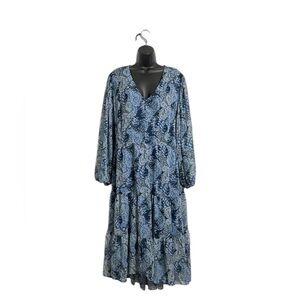 NWT Joie Blue Printed Parisian Paisley Tiered Maxi Dress Sz XXL